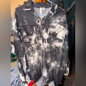 Elan Monochrome Distressed Denim Jacket